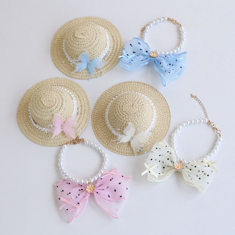 Cute Summer Pet Straw Bucket H - Bucket Hat Straw ulasan dan harga