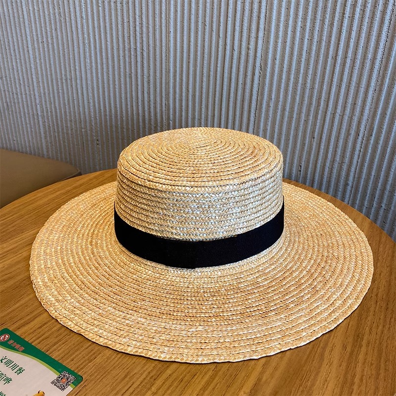Boater Straw Hat French elegan - Bucket Hat Straw ulasan dan harga