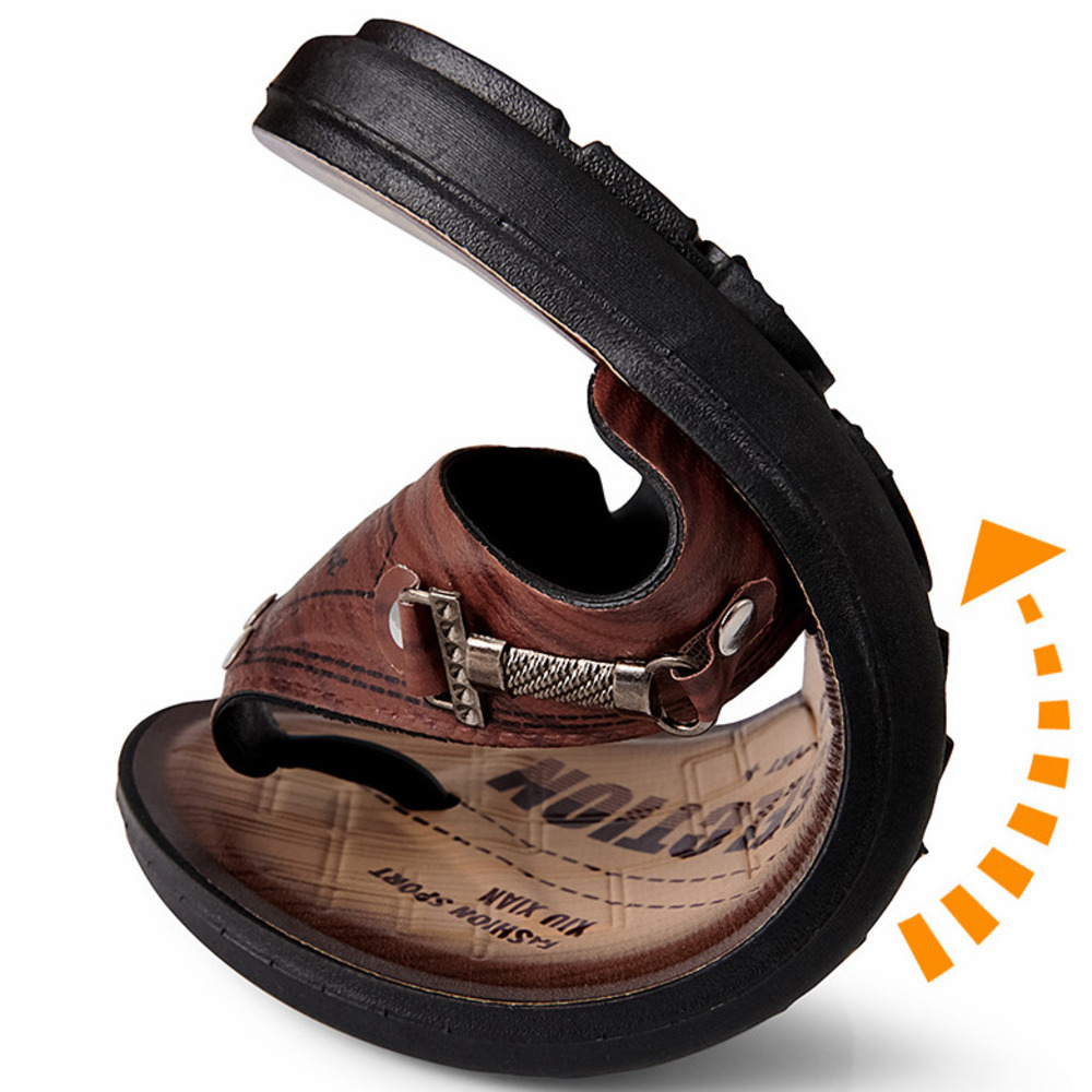 Men's Leather Slippers Clogs S - Flip Flop Leather Men ulasan dan harga